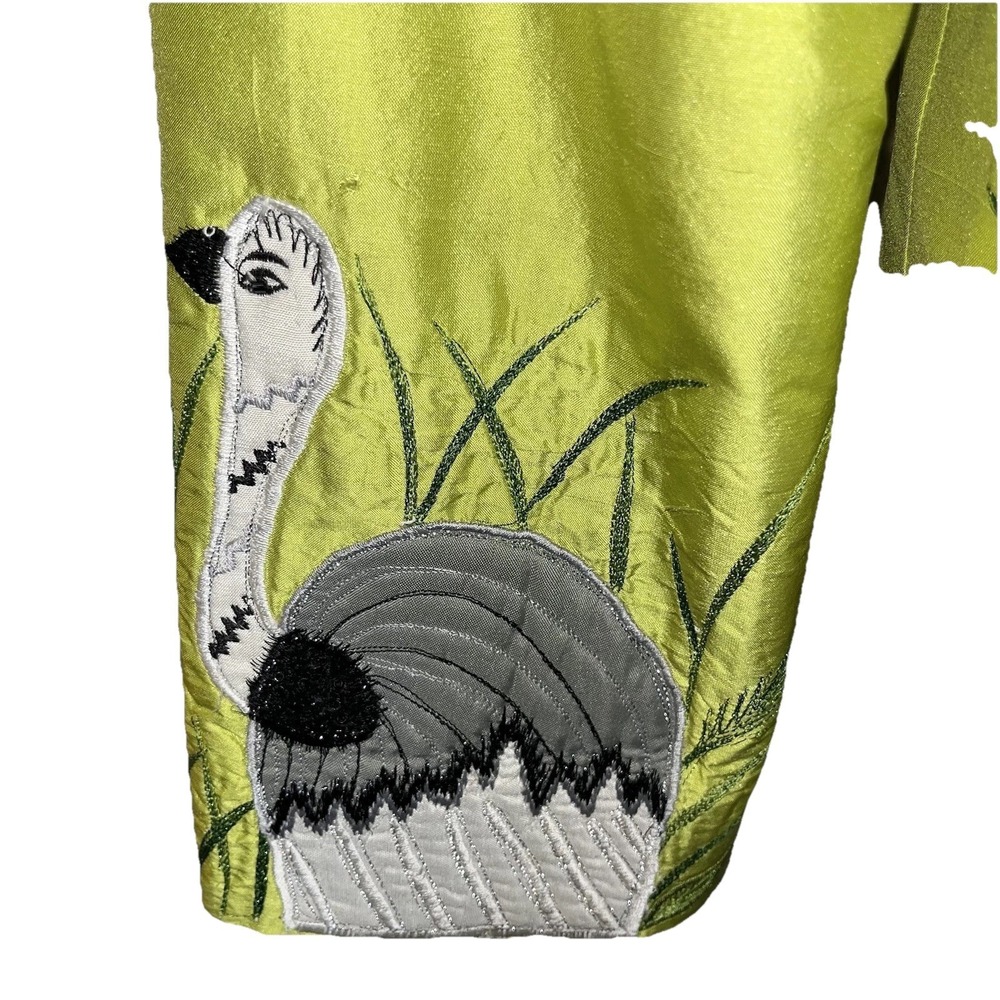 Vtg Anage Silk Jacket Womens M Embroidered Safari Art to Wear Giraffe Peacock - Picture 6 of 14